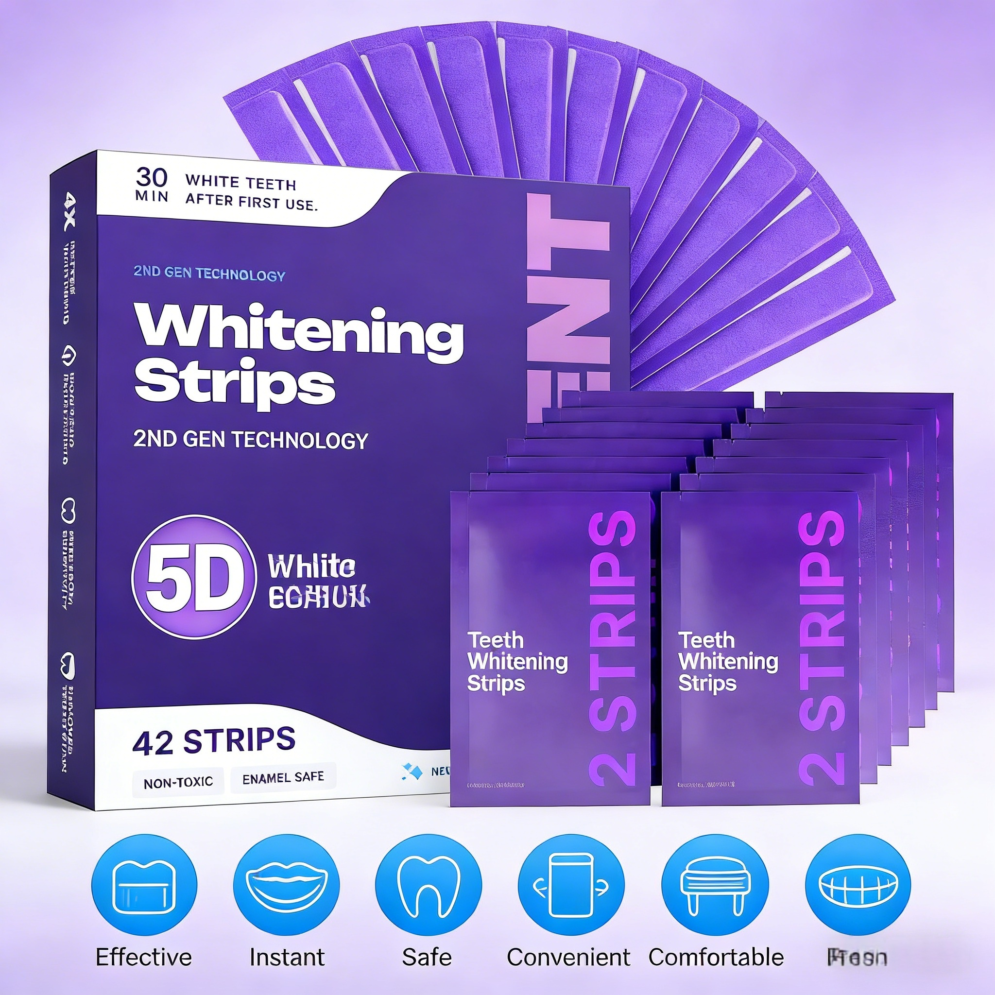 Teeth Whitening Retainer - Purple Formula Teeth Whitening Strips Brighten
