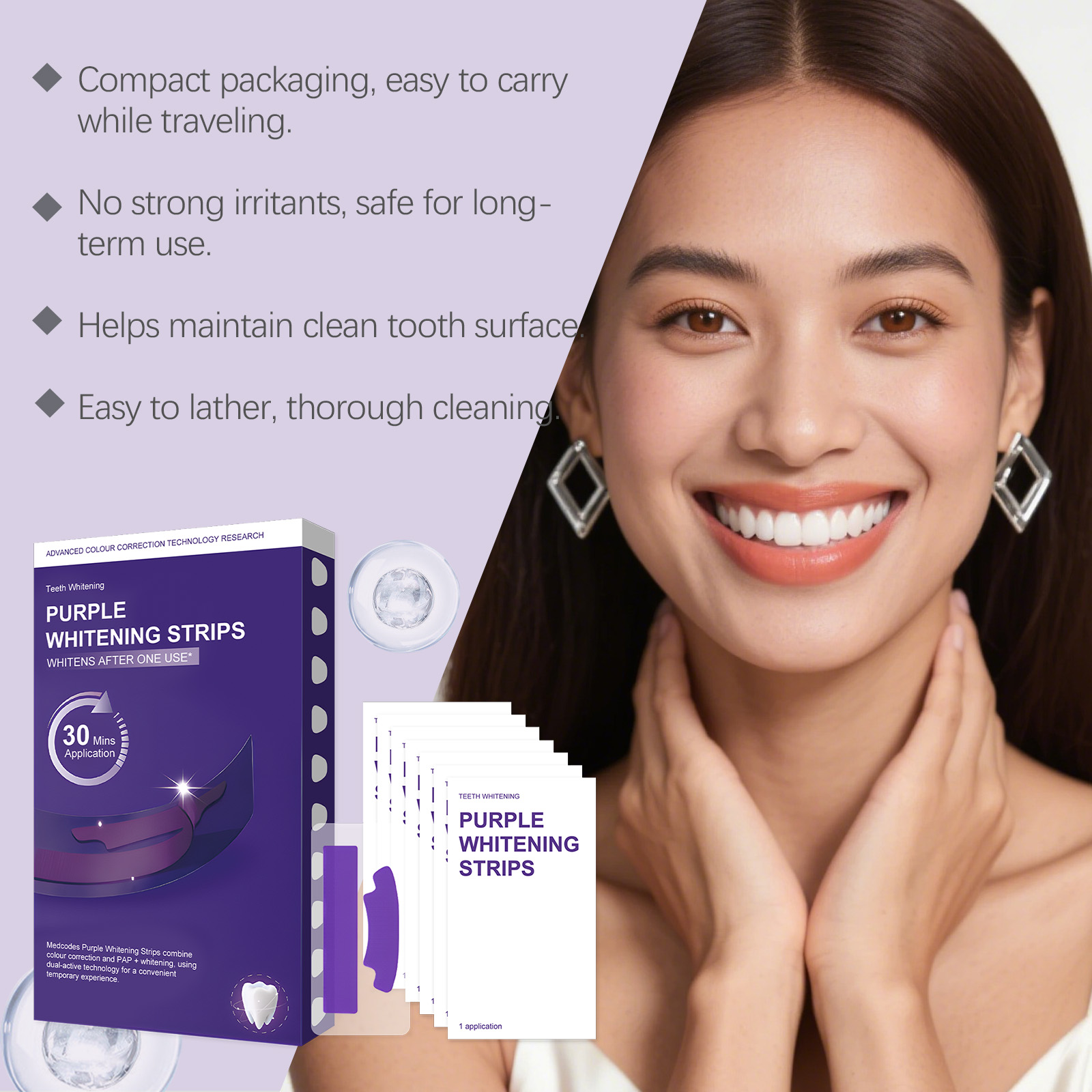 Purple Teeth Whitening Strips  - Teeth Whitening Retainer 评论和价格